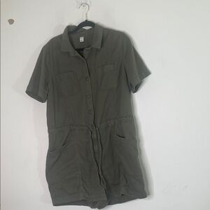 Old Navy Olive Short-Sleeve Jumpsuit
